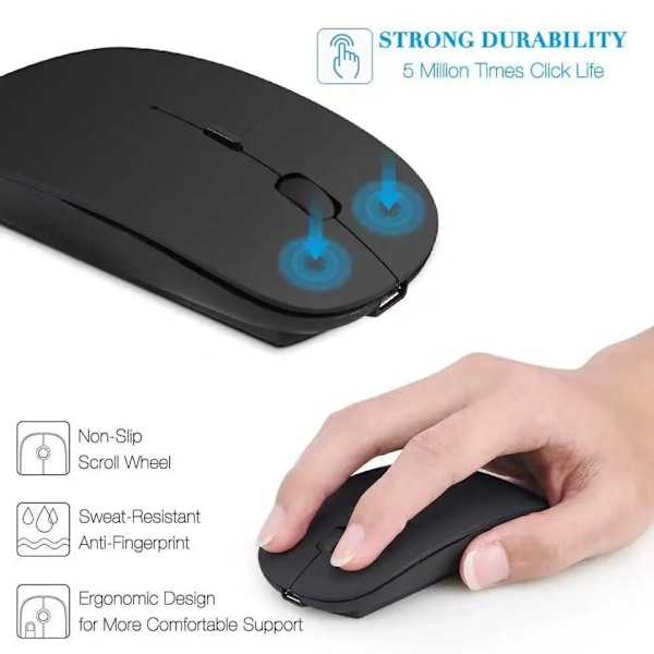 Uppladdningsbar trådlös mus Gamer 2.4G USB Bluetooth-kompatibel möss för bärbar dator Pad Tablet Macbook Ergonomisk spelmus Rosa 1