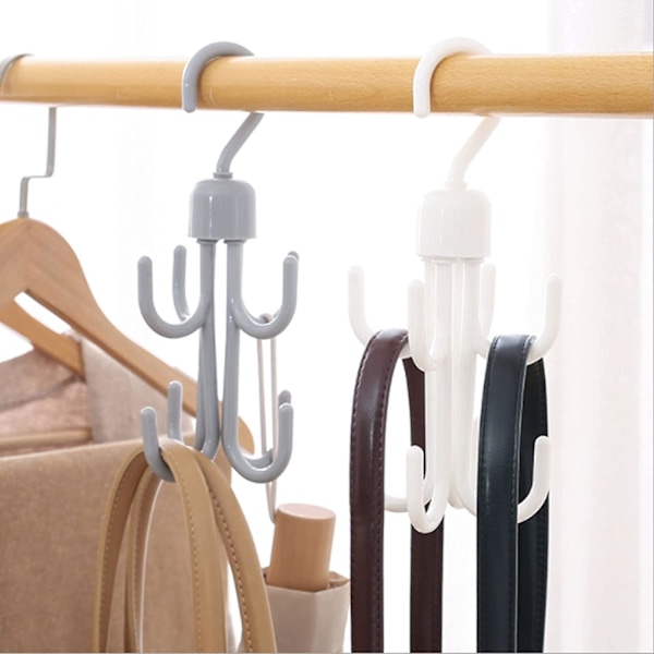 2-pakning håndveskeoppheng for garderobe, håndveske Praktisk oppbevaringskrok for vesker, belter, slips, skjerf, tilbehør - 360 graders rotasjon - hvit