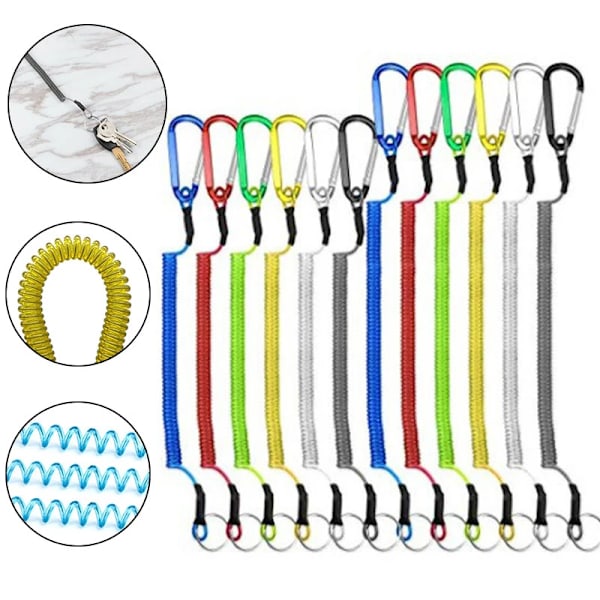 Ny Spiral Stretch Keychain Elastisk Spring Rep Key Ring Metall Karabiner För Utomhus Anti-Förlorade Telefon Spring Key Cord Lås Krok 9 1.2m