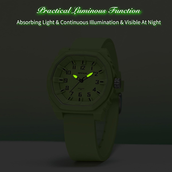 Urværk Kvarts 5 ATM Vandafvisende Armbåndsur Sports Luminous Herreur Fritids Analogt Ur Unisex Silikon til Teenagere Sort Orange A Black Orange A