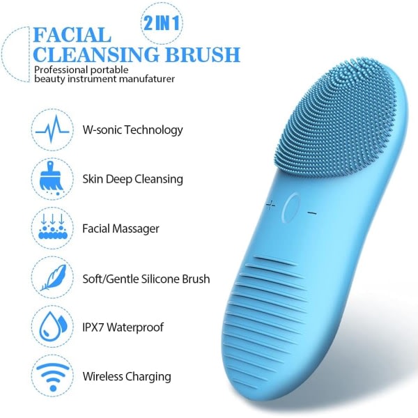 CQBB Sonic ansiktsrengöringsborste, IPX7 vattentät silikon ansiktsskrubberborste och massageapparat för män-kvinnor-tonåringar, USB uppladdningsbar