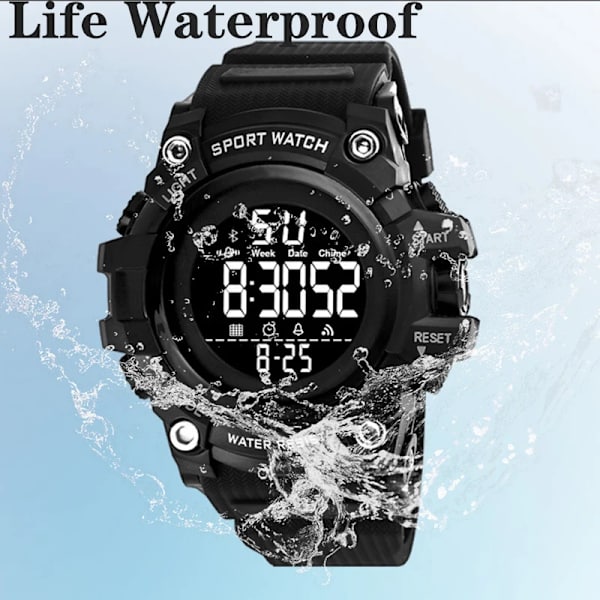 Sport Watch Multifunktion Militär Watch Vækkeur Stor urskive Digitale ure Vandtæt elektronisk armbåndsur Camouflage