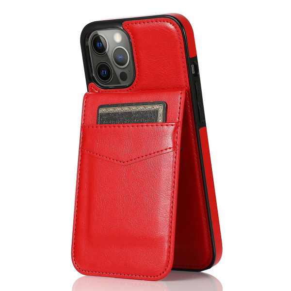 SQBB Läderbelagt Tpu- case För Iphone 14 Pro , Korthållare Mobiltelefon Cover Red