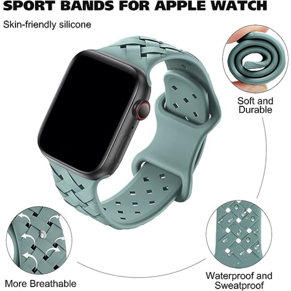 CQBB Silikonflätade vävband Kompatibel med Apple Watch 38mm 40mm 41mm, Ersättningssilikon Sport Andningsrem för kvinnor Män-Cactus