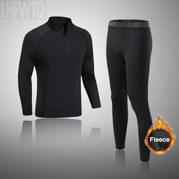 Miesten urheilualusvaatteet Fleece Thermal Compression -pitkät alushousut Hiihtopohja Kerros Harjoitushaalari Lapset Talvi Thermal Underwear Juoksusetti A vain paita M