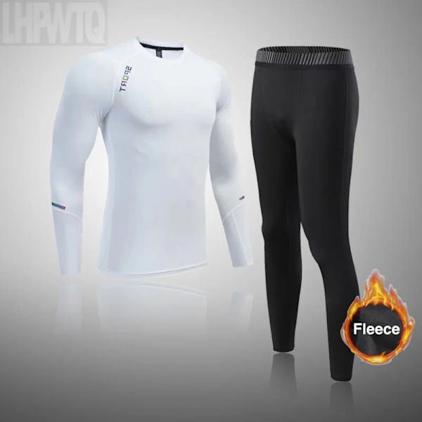 Sportunderkläder för män Fleece Thermal Compression Strumpbyxor Ski Bas Layer Träningsoverall Barn Vinter Thermal Underwear Running Set K set L