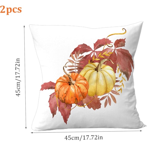 18x18 2kpl Kin Maple Leaves Autumn Pillow Covers dragkedja Thanksgiving Säsongskudde för soffan Bädd 3 Höstkudde omslag 3