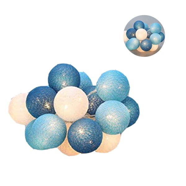 Bomullsboll ljusslinga, 3 m 20 LED-bollar ljusslinga för inomhusbruk