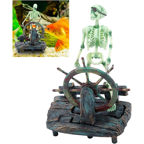 Skjelett Actionfigur - Piratkaptein Akvariumdekorasjon for Fiskedamdekorasjon