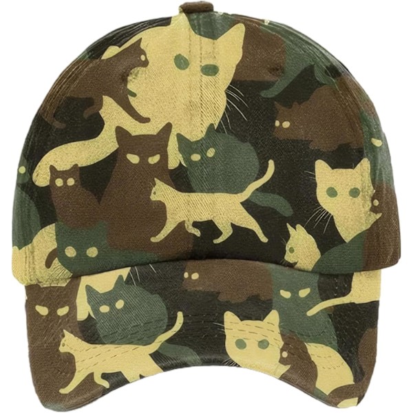 Kattkeps, basebollkeps med kattmönster, justerbar, en storlek, unisex, snygg solhatt för kvinnor och män