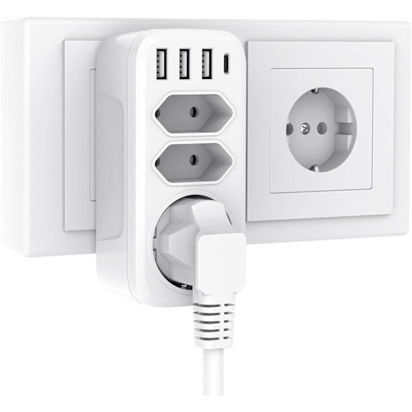 USB-uttag, 7-i-1 uttagsadapter (Vit)_max