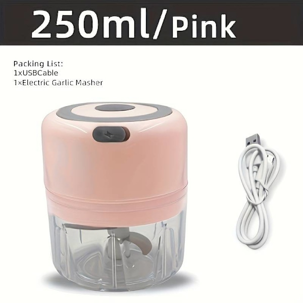 1 Piece Of 250ml Capacity, USB Rechargeable Cooking Machine, Kitchen Garlic Mixer, Electric Shredder, Small Automatic Cooking Machine