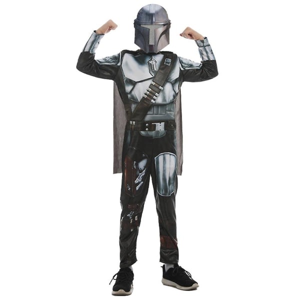 4-10 år barn Star Wars The Mandalorian Cosplay kostym dräkt Jumpsuit med Cape Mask Presenter för festdräkt 7-8 Years SQBB