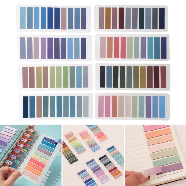 1600 kpl Sticky Tabs Kirjan välilehdet, 80 väriä kirjoitettavat Morandi Sticky Tabs, Väri Sivumerkki Läpinäkyvät Sticky-Notes Välilehdet