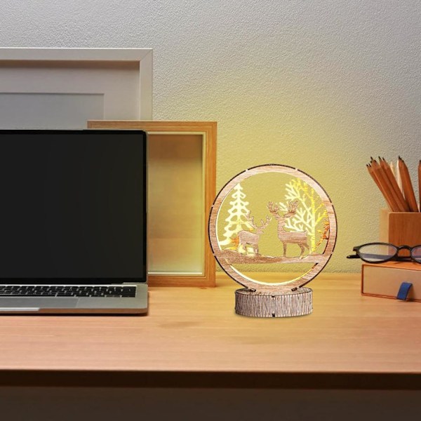Jullampe | LED-lampe | Nattlampe | Bord | LED-julelampe | batteridrevet barnerom skrivebord kreativ LED-borddekorasjoner for gutter jenter soverom c