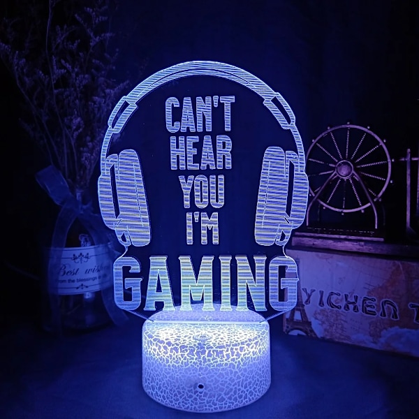 3D LED-lampe Spillromlampe Spill NightLight Gaming Bordslampe for barn Hodetelefoner Game Zone Lights Hjemmedekorasjon Gave Svart base INGEN Fjernkontroll