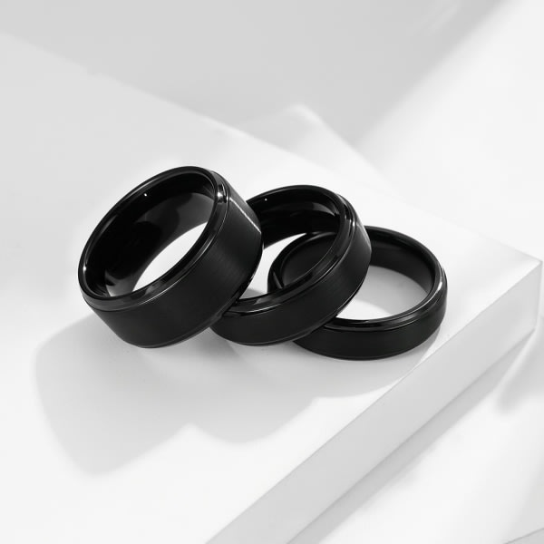 Basic Tungsten Ring för män 8mm Silver svart Tungsten Bröllopsring Matt Borstad Finish Comfort Fit