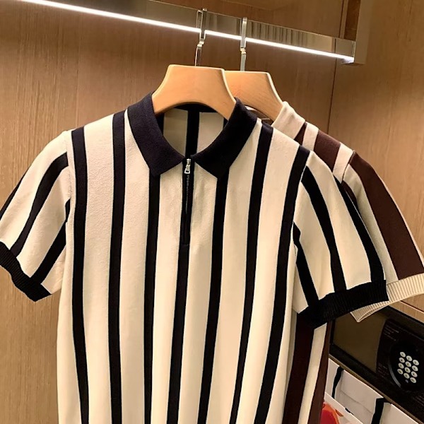 Sommer løs 2023 strikkevarer kort ermet ny trendy rund hals herre ungdom popularitet casual trend genser topp kaffe XXL