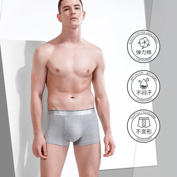 Boxer Trosor Herr Underkläder Boxers Andas Sexig Man Boxer Solid kalsonger Bekväma Plus Size Boxershorts Lot L-5XL 4pcs 2Gray2Dark XL 50-60KG