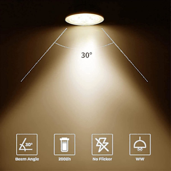 Paket med 8 halogenlampor Gu5.3 Mr16 35w 12v Dimbar - varmvit 2800k, 400 lumen, cover