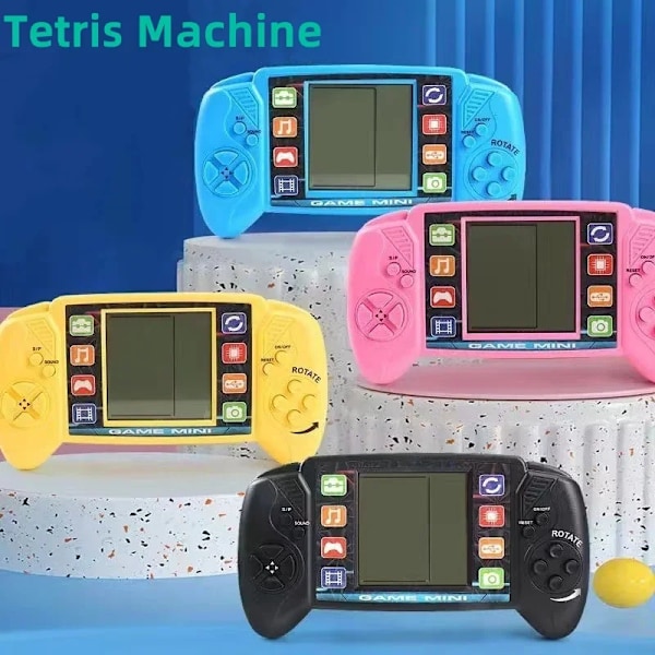 Bærbar Klassisk Nostalgisk Tetris Spilmaskine Pædagogisk Legetøj Skærm Håndholdt Pocket Gaming Player Elektronisk Legetøj Blå