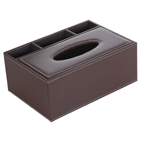 Pu-läder rektangulärt cover - multifunktionell tissueboxhållare Fjärrkontrollbox stil2