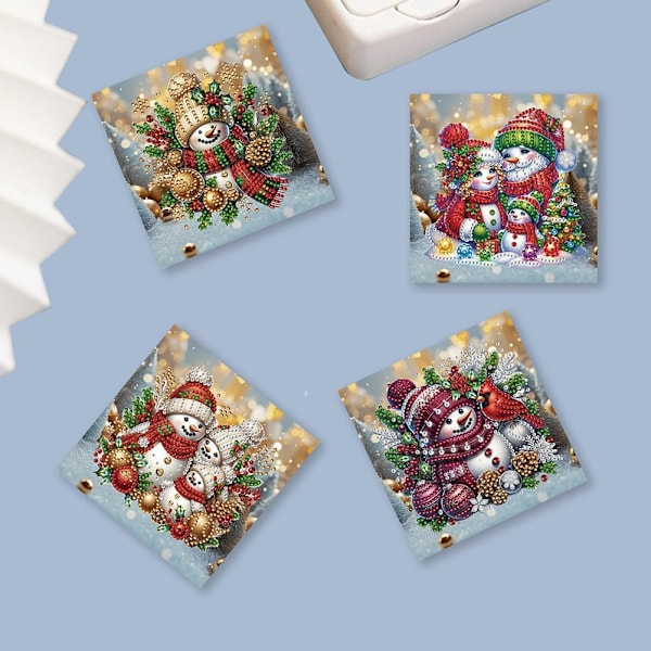 Handgjorda Diamantkonst Julgratulationskort Set, 12/8/6/4 Pack, DIY Kristallkort HK055