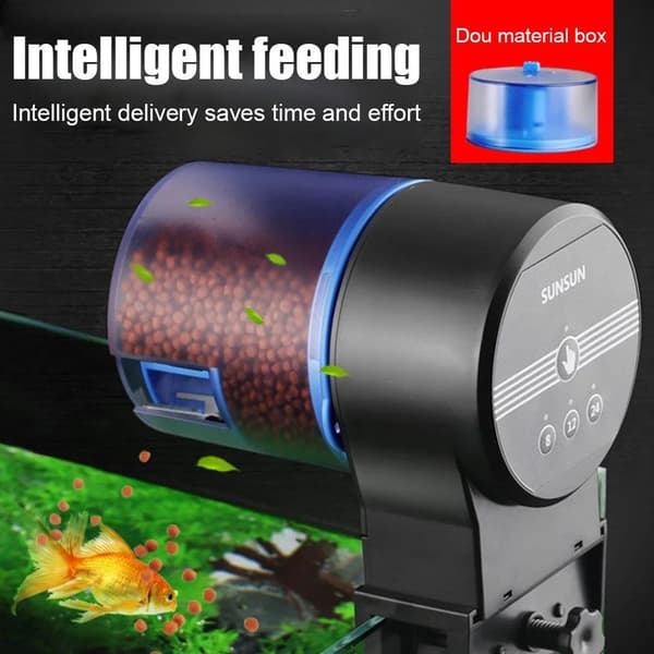 Automatisk Fiskefoderautomat Med Justerbar Timer Foderdispenser til Akvarium Tank Fisk og Skildpadde Sort