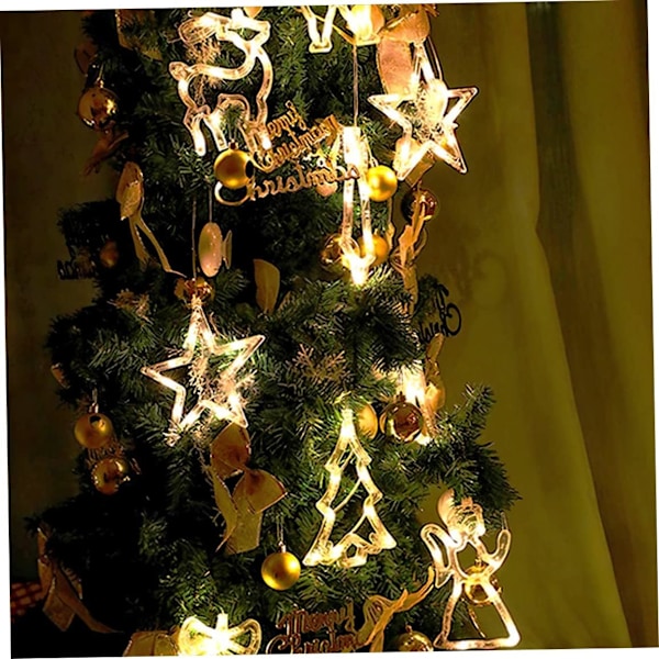Hjemmeforsyning julelys gardin streng lys LED sugekop julelys til bryllupsfest have soveværelse vindue dekoration (juletræ stil)