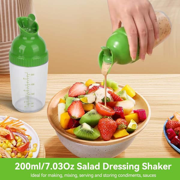 Salaattikastikepullo, 200 ml / 7,03 oz Salaattikastikepullo Kastikepullo Maustesekoitin Maustepullo kaatonokalla_max Green