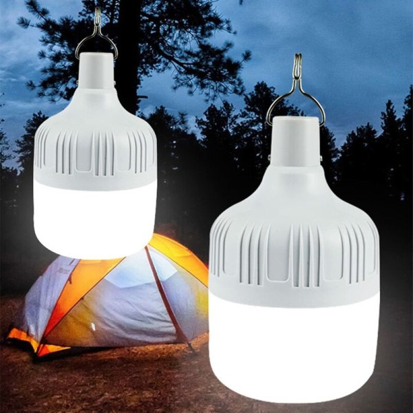 LED Camping Tältlampor USB Uppladdningsbara Handhängande Lampor Uteplats Trädgårdsgrill 2st