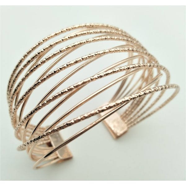 Armbånd i roséguld til kvinder, flerlagsarmbånd med roséguld kors, åbent roséguld armbånd til bedste ven, 1 stk, roséguld farve