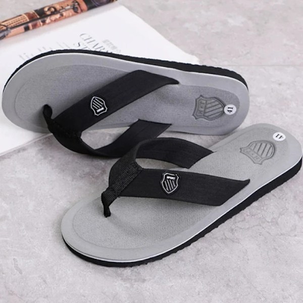 Avslappnade Tofflor för Män Flip Flops Strand Sandaler Sommar Icke-Slipp Platta Slides Män Tofflor Inomhus Skor Man Man Man Slipp Perre Svart 41