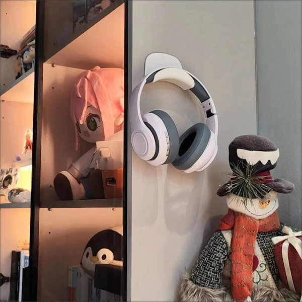 Punch-Fri Huvudmonterad Hörlurad Fäste Lagring Hook Dormitory Väggmonterad Dator Headset Hållare Öronvisning Stativ White