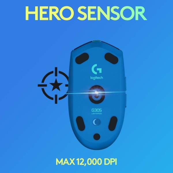 Logitech G305 LIGHTSPEED Trådlös Gamingmus, Hero 12K-sensor, 12 000 DPI, Lättvikt, 6 Programmerbara Knappar, 250 Timmar Batteritid