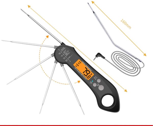 BBQ-termometer, ovnstermometer, kjøtttermometer, trådløst koketermometer, vanntett digitalt kjøtttermometer - utendørs grilling