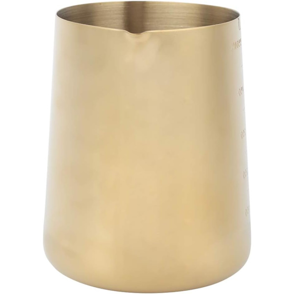 Rustfritt Stål Melkeskummerkopp Mugg med Skala for Hjem Latte Art Kaffetilbehør Kafeer Gull 600ML (600ML (med vekt)) 600ML (med våg)