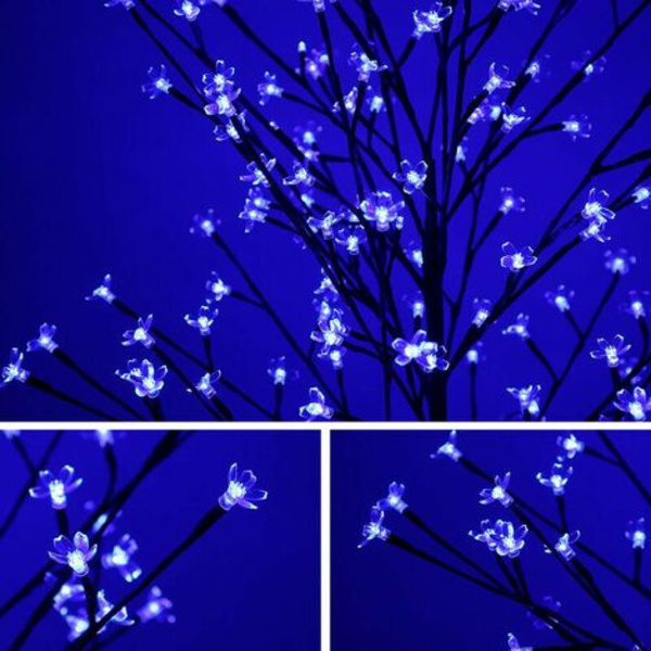 LED-lystræ Kirsebærblomst juledekoration Lystræ til udendørs indendørs Stabil metalfod IP44 150cm blå 160 L