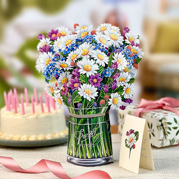 Mors dag gave pop-up blomsterbuket lykønskningskort