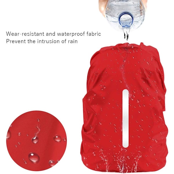 2 stk. Vandtæt Regnslag til Rygsæk, Reflekterende Regnbeskyttelse mod Støv og Tyveri M 26L-40L Navyblue and red