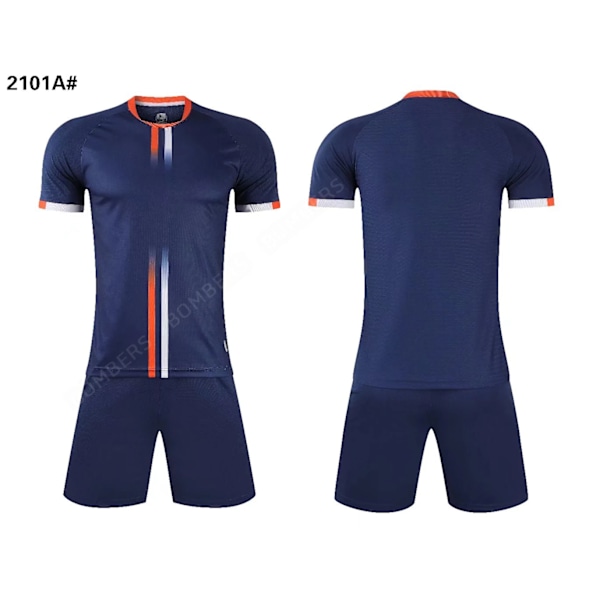 Herre Barn Fotballtrøye Kostyme Tilpasset Kort Ermet Sommer Fotballtrening Uniform Matchende Treningsdress 2 Deler Skjorte Shorts Sett Navy navy L