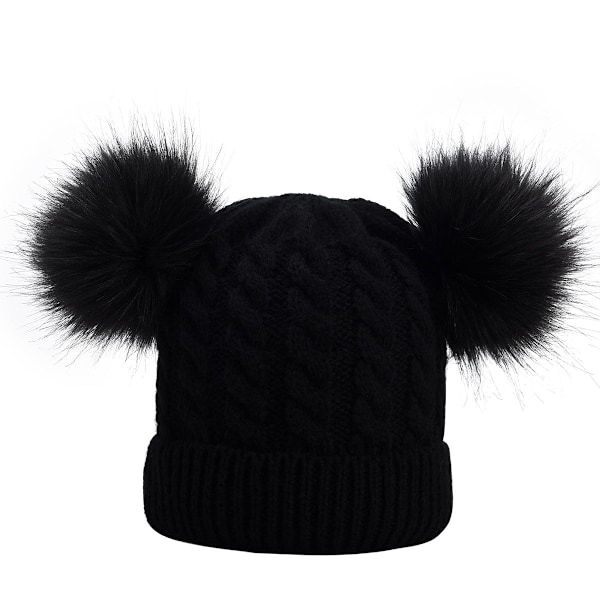 Uusi lämmin värikäs turkistupsu aikuisten neulottu pipo syksyyn ja talveen, naisten malli B Beige Adult average size