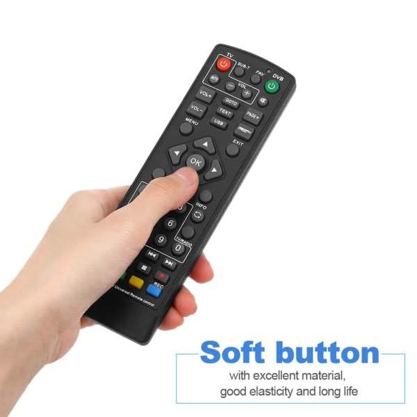 Universal DVB-T2 Set Top Box Fjernbetjening Trådløs Smart TV Set Top Box Controller Udskiftning HDTV Smart TV Box Sort
