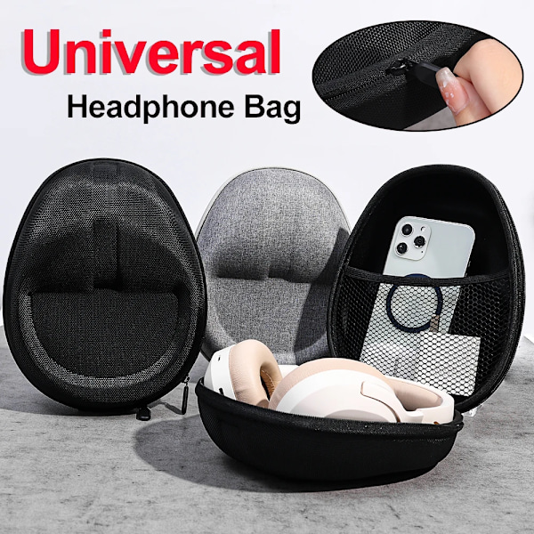 Universal Hovedtelefon Etui Til Sony Wh-1000Xm4 Mdr-Zx100 Wh-Ch720n Headset Opbevaringspose Hardshell Hovedtelefoner G Pungæske C-Mini Sort(7.5cm)