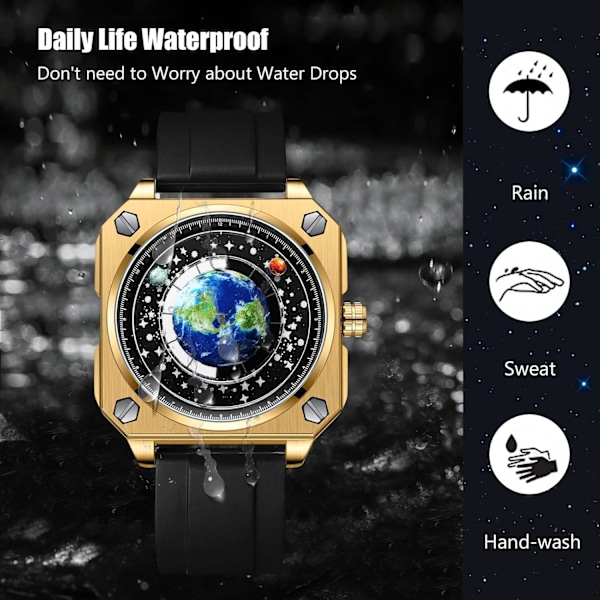 Mænd Kreative Ure Unikke Hænder Armbåndsur Analog Kvarts Firkant Ur ERD Dial Mode Design Rustfrit Stål Til Mænd Sort Guld B Black gold B