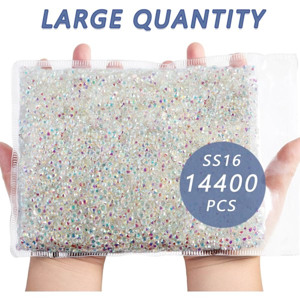 14400 st Transparent AB Kristall Strass för Hantverk, SS16, 3.8-4.0mm Transparent AB SS16/14400pcs