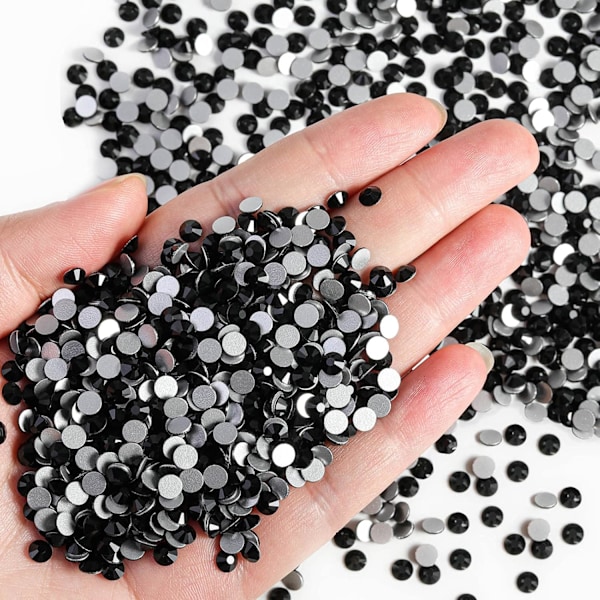 14400pcs Black Flatback Rhinestones for DIY Crafts, Jet Black, SS6, 1.9-2.1mm