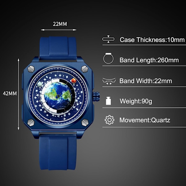 Mænd Kreative Ure Unikke Hænder Armbåndsur Analog Kvarts Firkant Ur ERD Dial Mode Design Rustfrit Stål Til Mænd Blå B Blue B