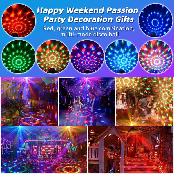 [2-Pack] Disco Ball Party Light , Ljudaktiverad DJ Lights, med fjärrkontroll RGB Strobe Lampa USB 7 Modes Led Stage P