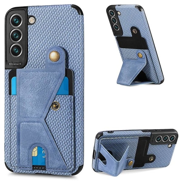 SQBB Phone case för Galaxy S22 Plus Phone case i läder Stötsäker telefonhållare Kortplats Multifunktionell blå